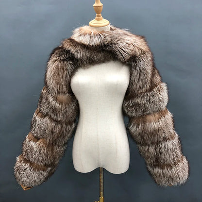 Fur Sleeve Women Fashion Luxury Real Fox Fur Coat Single Sleeve New Arrival