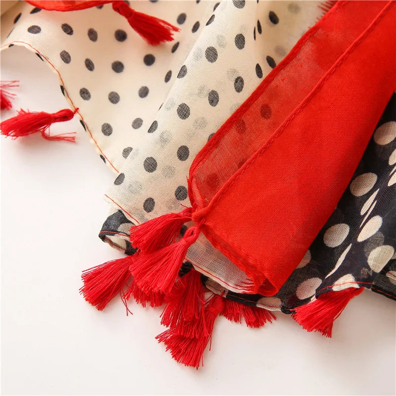 2020 New Fashion Print Summer Women cotton Scarf Polka Dot Beach Hijab Shawls and Wraps Female Foulard Echarpe Designer Bandana