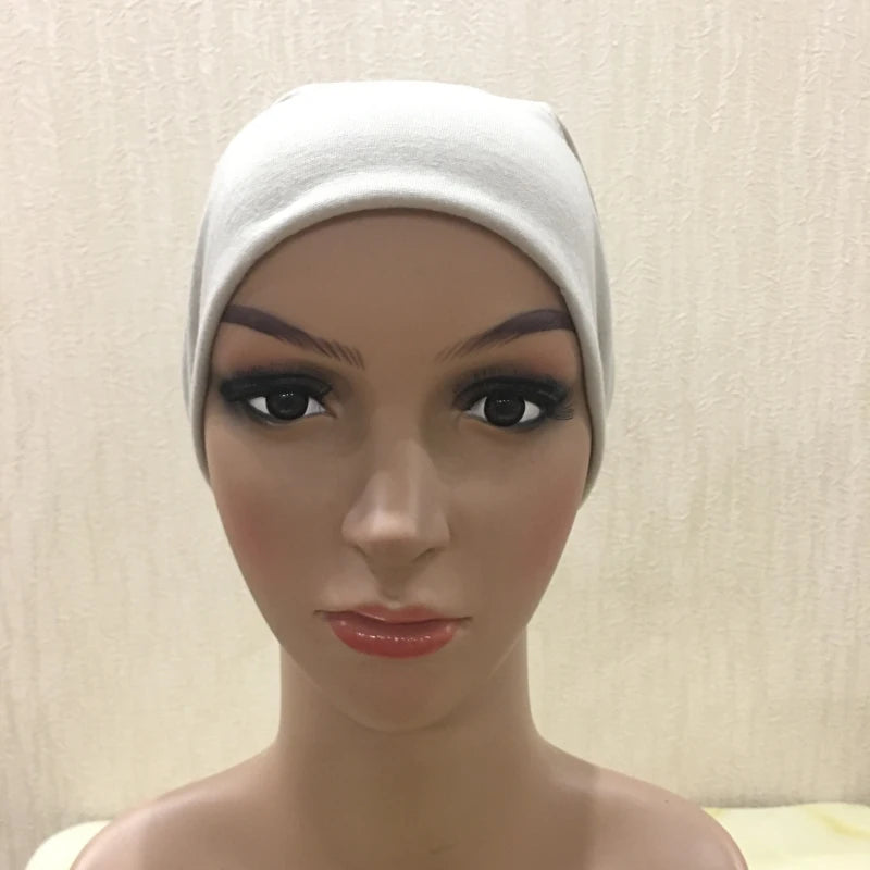 H065 plain tube hats Muslim Turban Pure Color Stretch Inner Hijabs For Caps Ready To Wear Women Head Scarf Under Hijab Bonnet