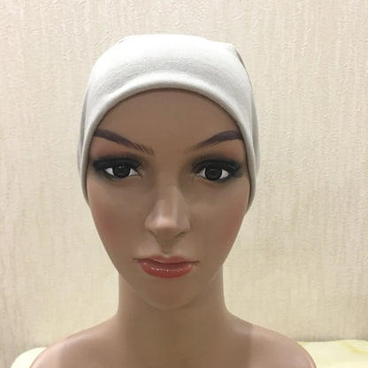 H065 plain tube hats Muslim Turban Pure Color Stretch Inner Hijabs For Caps Ready To Wear Women Head Scarf Under Hijab Bonnet