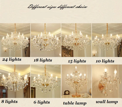 Modern European Style Gold/Silver Clear Crystal Chandelier K9 Hanging Light Fixture Clear Crystal Home Lighting Decor