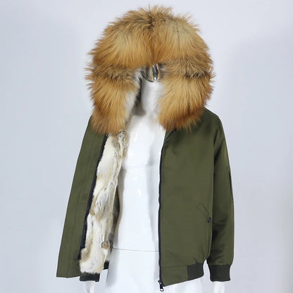 OFTBUY Waterproof Men Bomber Parka Winter Jacket Natural Real Raccoon Fox Fur Coat Collar Hooded Rabbit Liner Streetwear