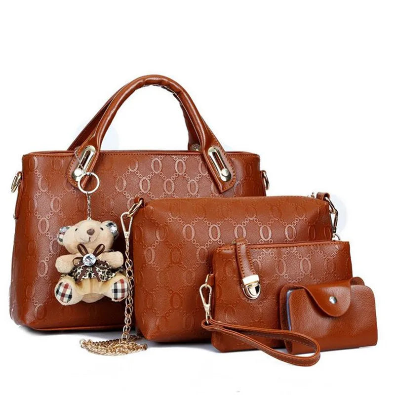 Multifunction 4pcs/Set Women Bag PU Leather Luxury Designer Bags Handbag Messenger Bag Shoulder Bag Wallet Bags Storage Bag