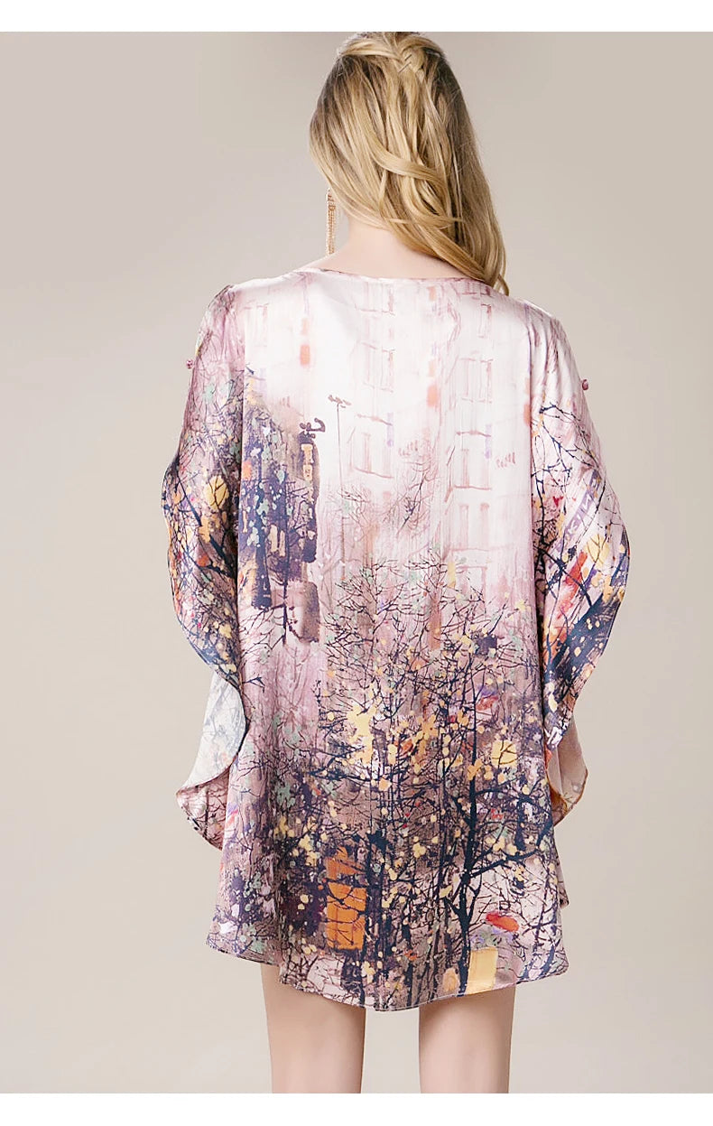 100% Mulberry Silk Nightgowns For Women  Long   Silk Nightdress  Real Silk sleepwear  Ladies Female   Gift Loose Large Free size