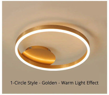 Nordic Creative Round Circle Chandeliers For Bedroom Living Room Restaurant Lighting Golden Coffee Lustre Ring Ceiling Lights