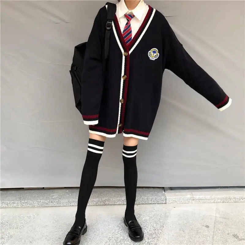 Autumn High Quality Japanese Style Students School Uniform Girls Women Sweater Long Sleeve JK School Uniforms Cardigans 6 Colors