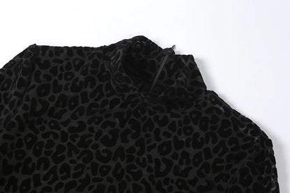 Shestyle Leopard Transparent Jumpsuits Women Skinny Back Zip Mock Neck Black Sexy 2021 Hot Animal Print Slim Clubwear Fitness