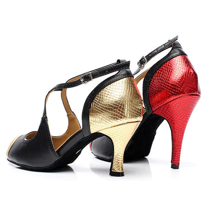 Latin Dance Shoes For Women Tango Salsa Dance Shoes for Girls High Heels 10cm Gold Red Summer Sandals for Women Dance Shoes