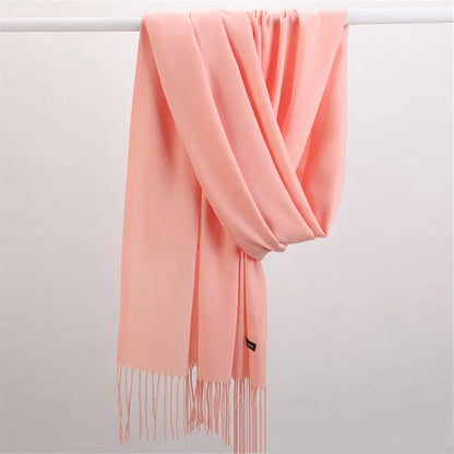 Fashion Solid Color 2023 Women Scarf Winter Hijabs Tessale Tassels Long Lady Shawls Cashmere Like Pashmina Hijabs Scarves Wraps