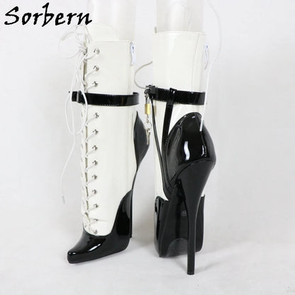 Sorbern Sexy Lockable Ankle Boots For Women Ballet High Heel Stilettos With Chains Sm Shoes Crossdresser Custom Colors