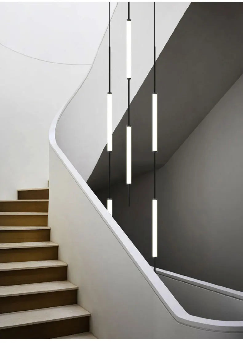 Led Pendant Light Golden Black Long Line Hanging Long Branch Chandelier Compound Attic Living Room Staircase Lighting Chandelier