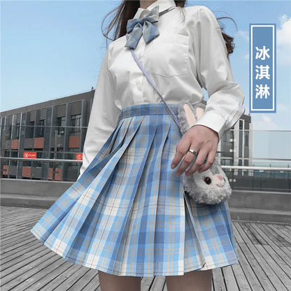 Full Set School Clothes Japanese Style Uniform Long Sleeve Jk Seifuku for Girl High Waist Pleated Skirt Anime Cosplay Schoolgirl