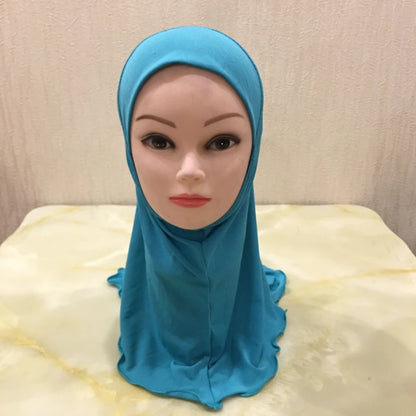 H061 Beautiful plain small girl hijab simple cute hijab hats women's caps can fit 2-6 years old girls