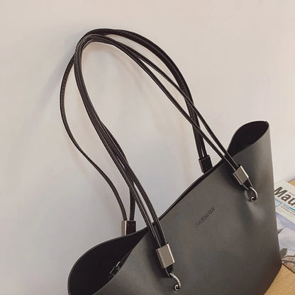 Solid Color Women's PU Leather Handbag and Purse Luxury Large Capacity Fashion Shoulder Bags Female Designer Shopping Tote Bags