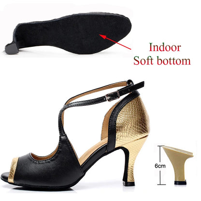 Latin Dance Shoes For Women Tango Salsa Dance Shoes for Girls High Heels 10cm Gold Red Summer Sandals for Women Dance Shoes