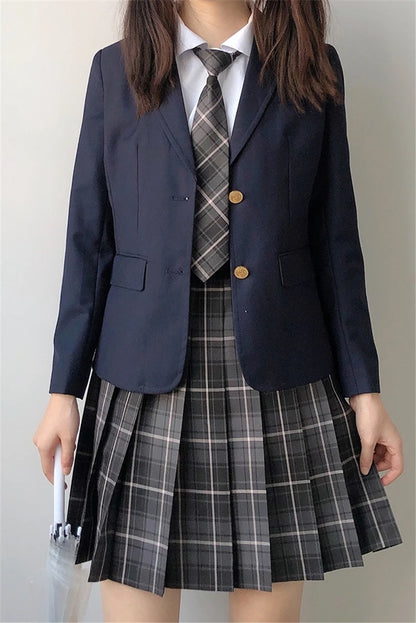 Japan Preppy Style Women's Navy Blue Coat Set Kawaii High School Class Girl Student Uniform Cute JK Blazer Clothing for Autumn