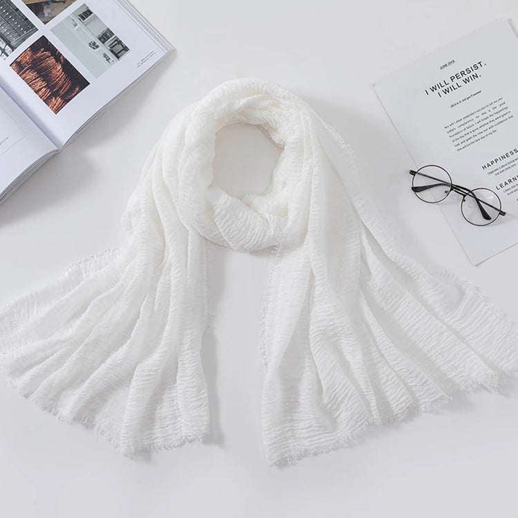 2026 Muslim Fashion Women Crinkle Hijab Scarf Soft Solid Head Scarves Turban Shawls and Wraps Hijab femme musulman kopftuch