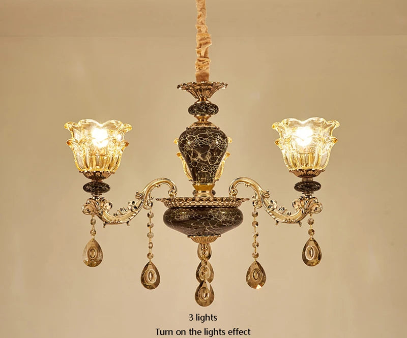 French Luxury Crystals Chandelier Living Room Bedroom Lamps Atmosphere Minimalist Ceramic Bedroom Crystal Lamp Villa Light Stair