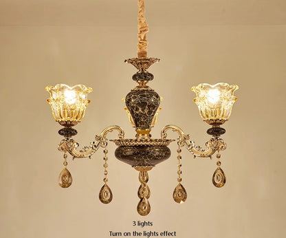 French Luxury Crystals Chandelier Living Room Bedroom Lamps Atmosphere Minimalist Ceramic Bedroom Crystal Lamp Villa Light Stair