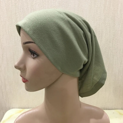 H065 plain tube hats Muslim Turban Pure Color Stretch Inner Hijabs For Caps Ready To Wear Women Head Scarf Under Hijab Bonnet