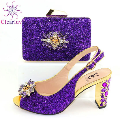 Fashion Ladies Shoes with Matching Bags Set 2022 Spring Autumn Women Pumps Sexy Buckles High Heels Slippers Nigerian Party