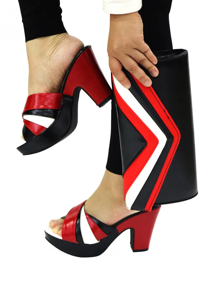 Latest Italian Designer Shoes and Bags Matching Set Nigerian Women Party Pumps High Heels Rhinestone Women Wedding Shoe Elegant