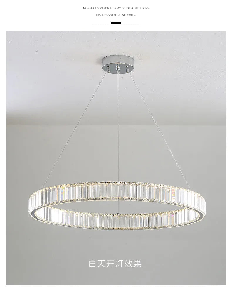 Modern Luxury Led Dimmable Pendant Lights Lustre Living Room Chandelier Lamp Fixtures Foyer Shiny Steel  Luminarias Light