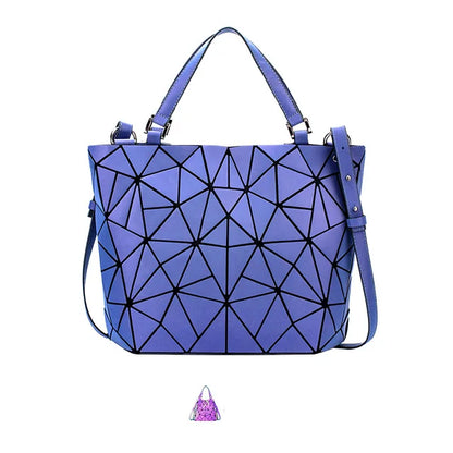 Ladies Luminous Bag Geometric Bags for Women 2024 Quilted Shoulder Bags Laser Plain Folding Female Handbags Bolsa Feminina