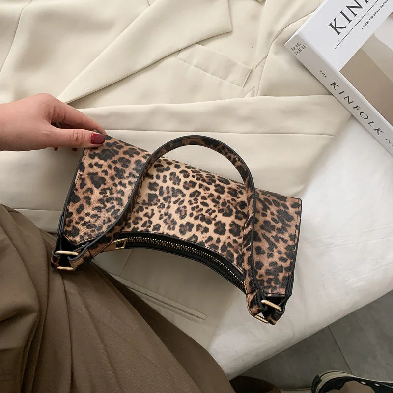 Gusure Fashion Leopard Pattern Shoulder Women Bag Hand Bag Personality Wild Pu Leather Designer Purses and Handbags