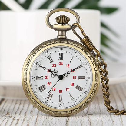 Bronze Retro Roman Numerals Display Quartz Pocket Watch Vintage Pendant Clock for Men Women Fob Sweater Chain / Hanging Chain