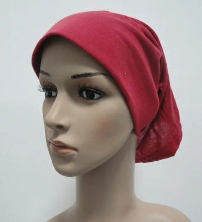 H066 Plain tube hat with cardboard underscarf Muslim Turban Pure Color Stretch Inner Hijabs Women Head Scarf Under Hijab Bonnet
