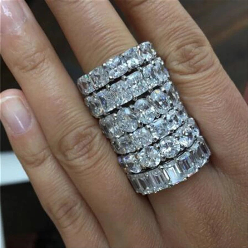 Wholesale Eternity Band Promise ring 925 Sterling silver Diamond cz Engagement Wedding Rings for women Men Finger Party Jewelry