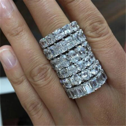 Wholesale Eternity Band Promise ring 925 Sterling silver Diamond cz Engagement Wedding Rings for women Men Finger Party Jewelry