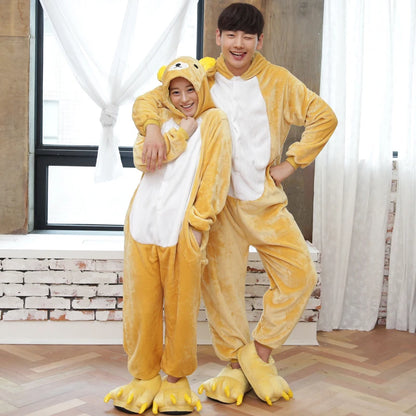 Adults and Children's Kigurumi Animal Onesies Unicorn Bear Pajamas Cartoon Frog Panda Women Men Warm Flannel Hooded Sleepwear