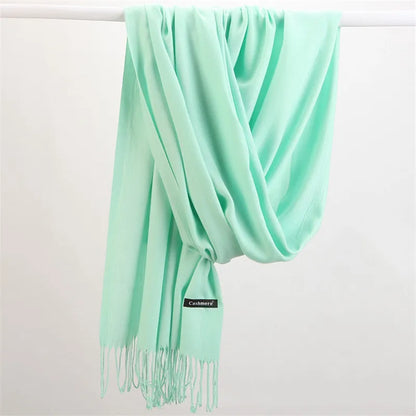 Fashion Solid Color 2023 Women Scarf Winter Hijabs Tessale Tassels Long Lady Shawls Cashmere Like Pashmina Hijabs Scarves Wraps
