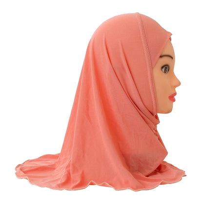H061 Beautiful plain small girl hijab simple cute hijab hats women's caps can fit 2-6 years old girls