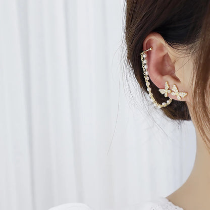JUWANG Luxury Plated 14K Real Gold Leaves Earring Delicate Micro Inlaid Cubic Zircon CZ Stud Earrings Wedding Jewelry Pendant