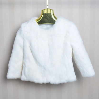 Genuine Full Pelt Fur Jacket Women's Design Rabbit Fur Coat Natural Wholeskin Fur Coat O-Neck Fashion Slim Thin Rabbit Fur Coat
