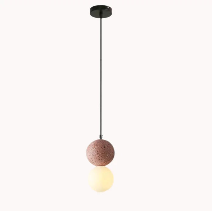 OUDELADI Cement Pendant Lights Bedroom Bedside Dining Decor Wood Glass ball Hanging Lamp Kitchen LED Lighting Luminaires