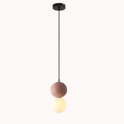 OUDELADI Cement Pendant Lights Bedroom Bedside Dining Decor Wood Glass ball Hanging Lamp Kitchen LED Lighting Luminaires