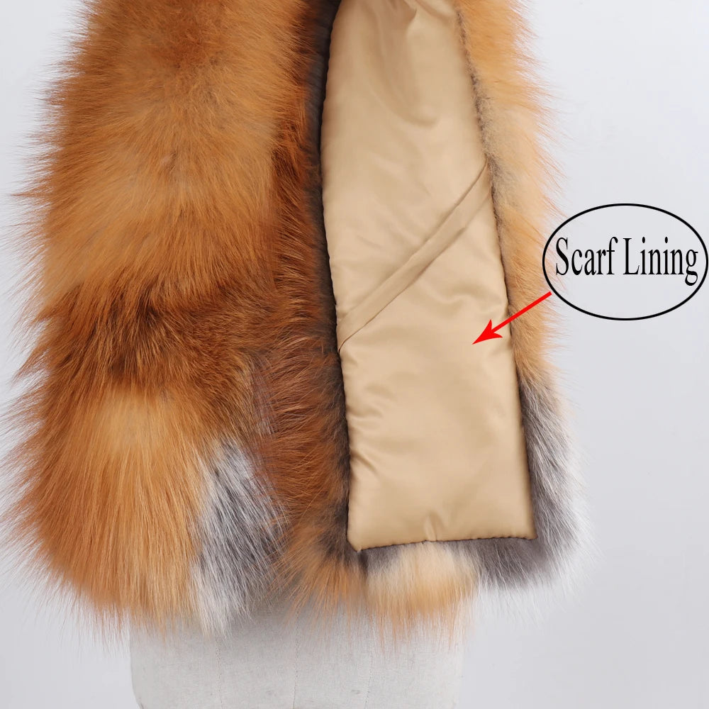 New Winter Lady Natural Luxury Real Fox Fur Scarf Shawl Full Pelt Warm Soft 100% Genuine Fox Fur Scarves Women Real Fur Muffler