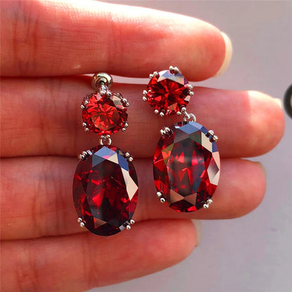 Huitan Simple Stylish Big Oval CZ Women Drop Earrings Elegant Female Accessories Brilliant Cubic Zirconia Earring Trendy Jewelry