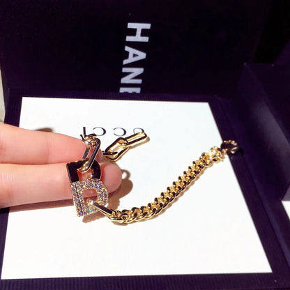 New Fashion Japan Korea Super Shine Rhinestone Word Bracelets Temperament Charm Bracelets on Hand Luxury Jewelry Accessories