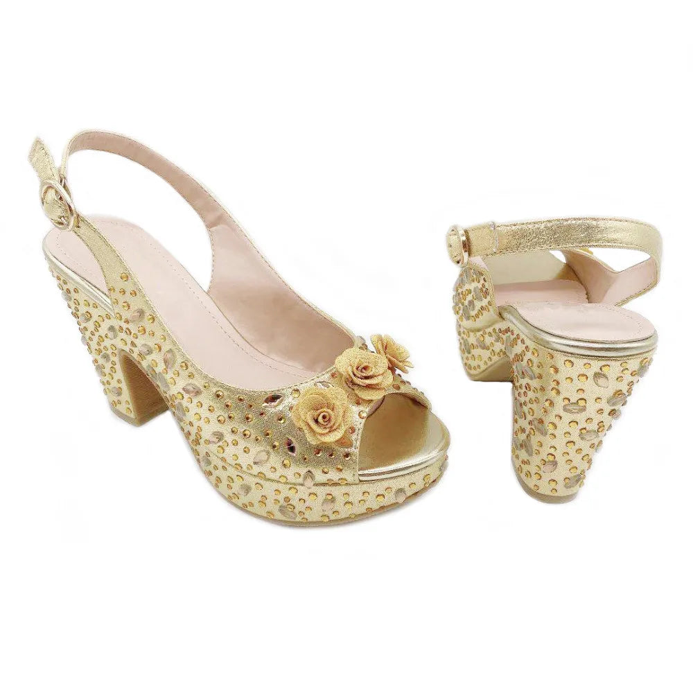New Arrival Italian Women Shoes and Bag Set Decorated with Rhinestone In Party African Italian Shoes and Bag Set Party Shoes Bag