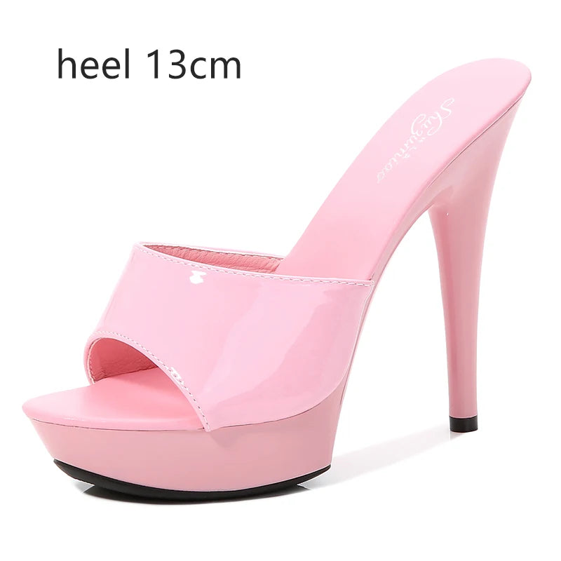 Women Shoes Sandals 2020 Summer Outside Slippers High Heels 9cm sexy High Platform Open Toe Stiletto Ladies Slides Party shoes