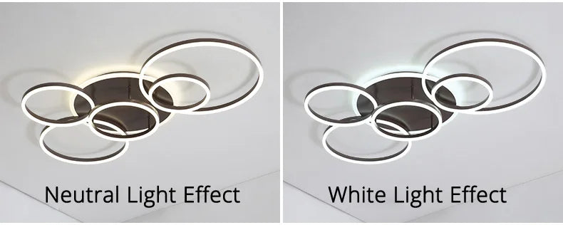 Modern Round Design Ceiling Lights For Living Room Bedroom Gold White Coffee Painted  Circle Rings Lighting Fixtures Luminaire