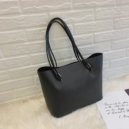 Solid Color Women's PU Leather Handbag and Purse Luxury Large Capacity Fashion Shoulder Bags Female Designer Shopping Tote Bags
