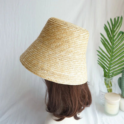 Handmade Summer Hats For Women Ladies Sun Hat Ribbon Bowknot Beige Straw Hat Adjuatble Beach Hat Wide Brim Kentucky Derby Hat