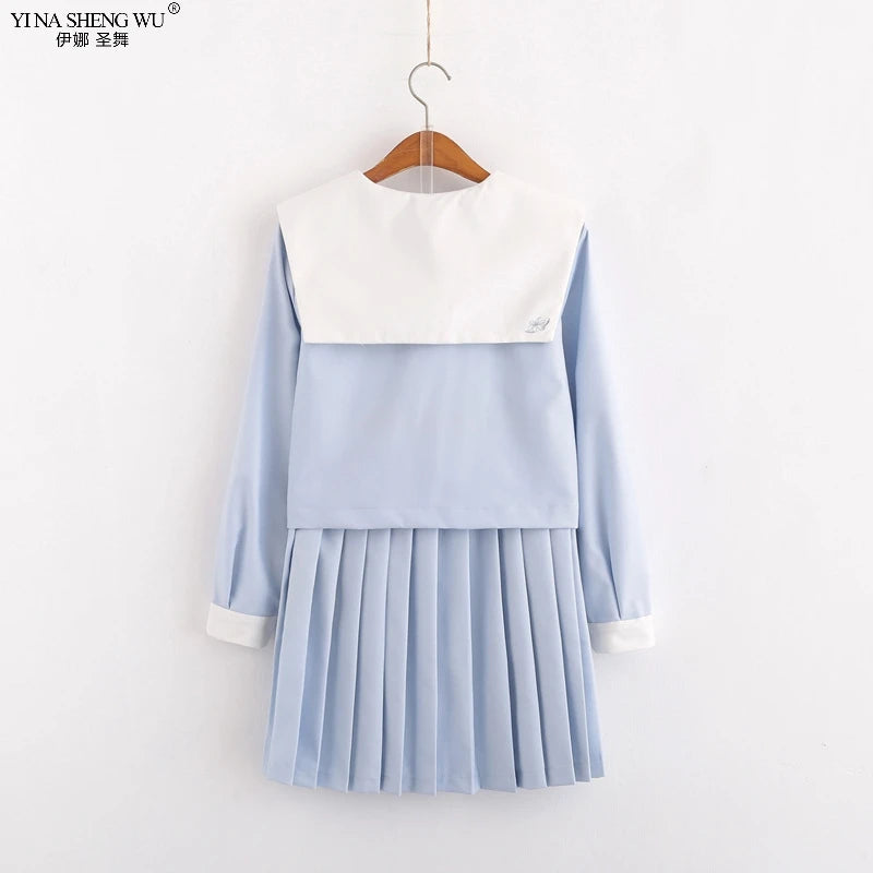 Japanese School JK Uniform Long Short Sleeve Shirt Pleated Skirt Suits Teenage Girls Cheerleading Chorus Party Sailor Uniforms