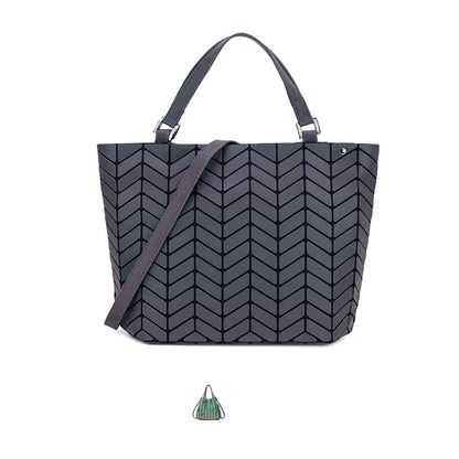 Ladies Luminous Bag Geometric Bags for Women 2024 Quilted Shoulder Bags Laser Plain Folding Female Handbags Bolsa Feminina